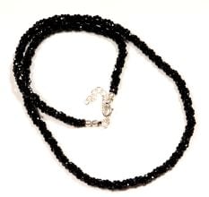 Black Spinel beaded Necklace Three layer gemstone necklace, 925 Sterling silver jewelry